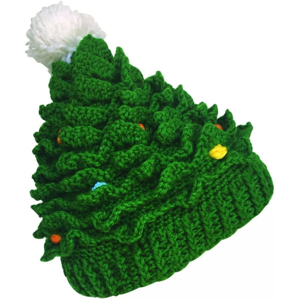 Unisex Christmas Winter Knitted Crochet Beanie Santa Hat Bearded Caps